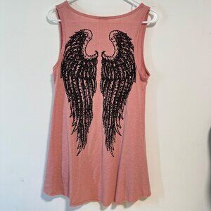 Vocal Womens Pink Angel Wings Tank Top Sleeveless S USA Gothic Grunge Fairy
